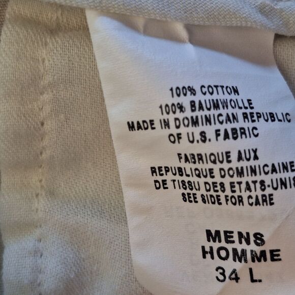 Eddie Bauer Mens Khaki Chino Pants Size 34 LONG FLat Front 100% Cotton Twill - Picture 13 of 14